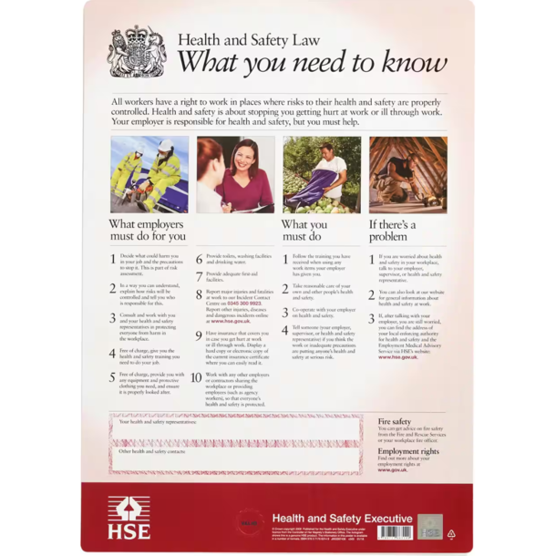 A3 HEALTH & SAFETY LAW POSTER